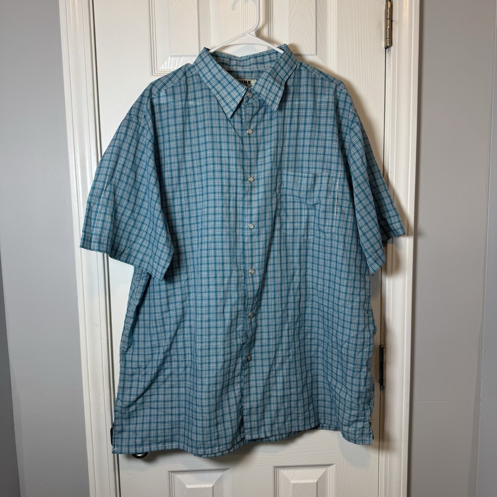Duke‎ Haband Shirt Blue Plaid Pearl Snap Button Up Western Mens 2x XXL